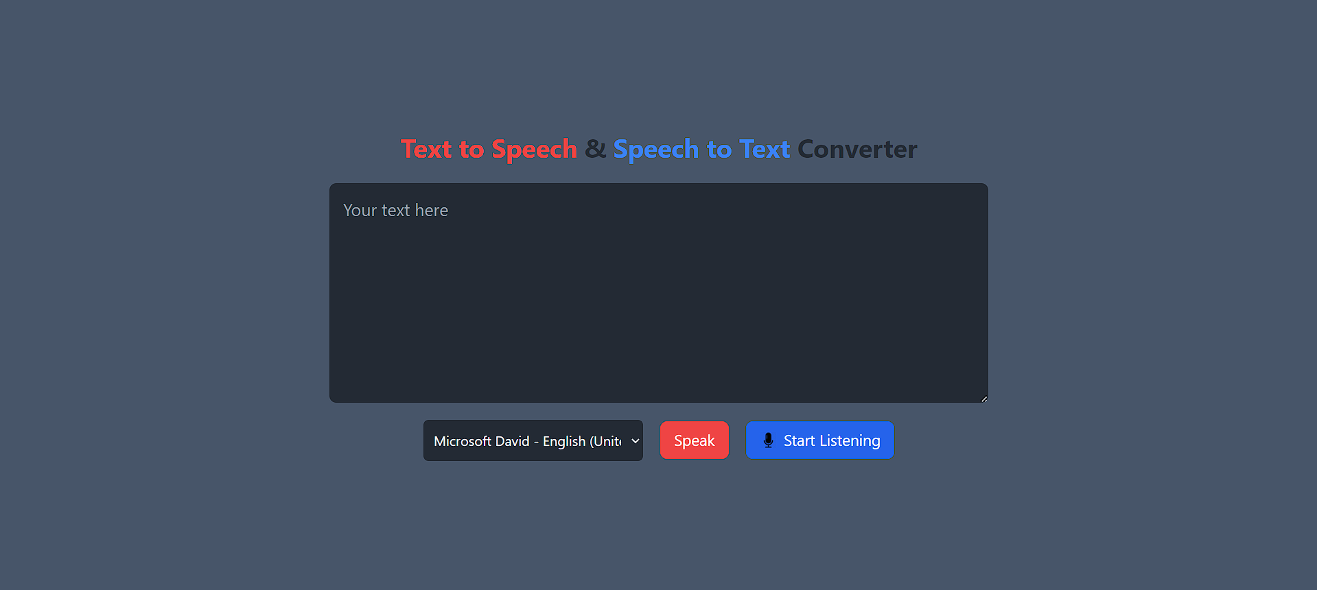 Text to Speech & Speech to Text Convertor